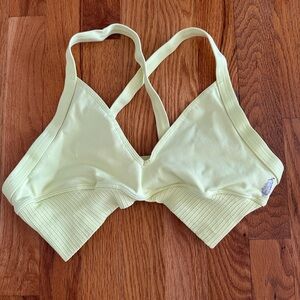 FP Movement by Free People Light Yellow Cross-Back Bralette